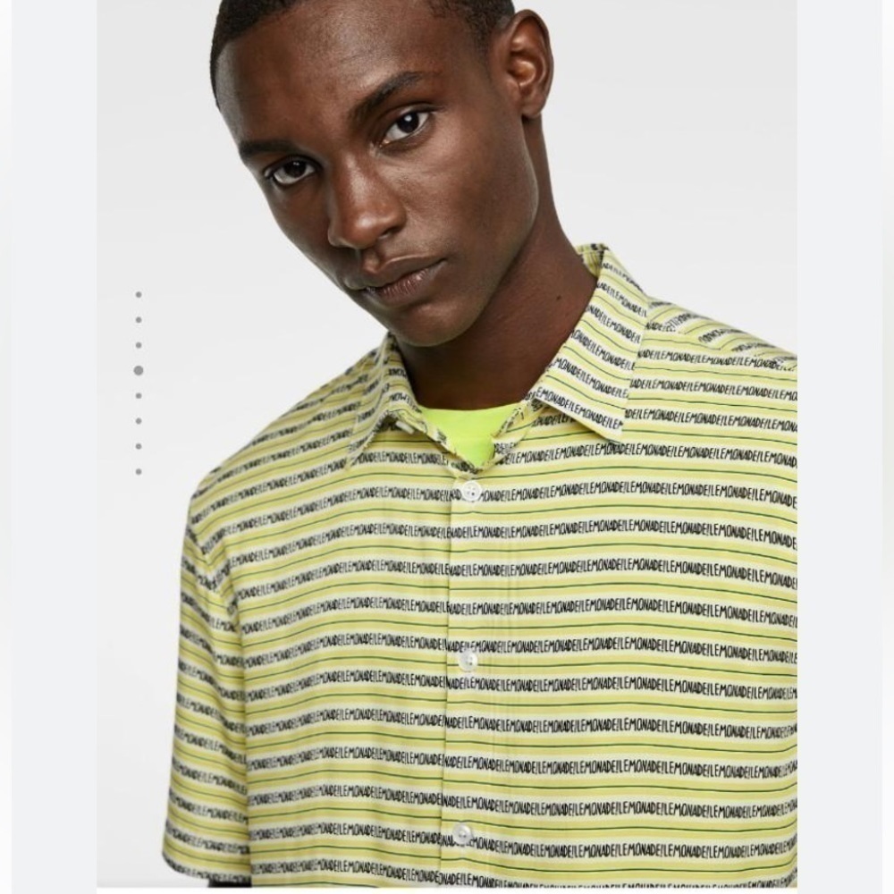 ZARA Slogan Print Button Down Short Sleeve. Men’s large - Picture 2 of 10